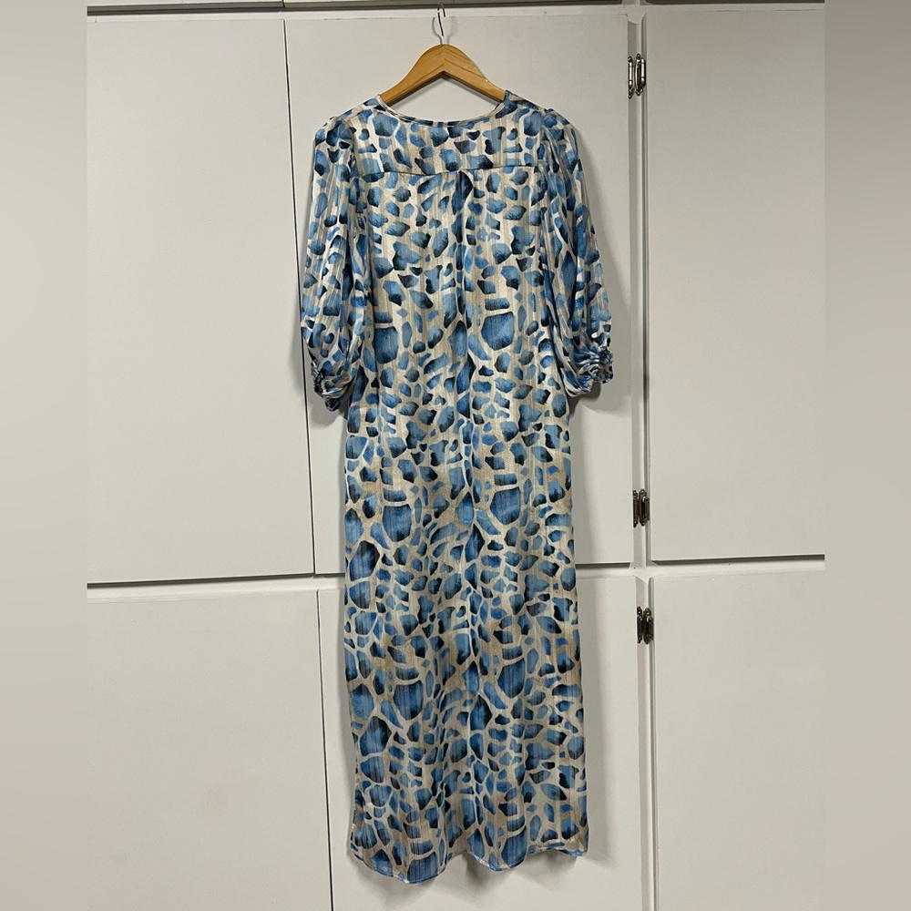Buddy Love Blue and Cream Long Sleeve Maxi Dress - Picture 3 of 8
